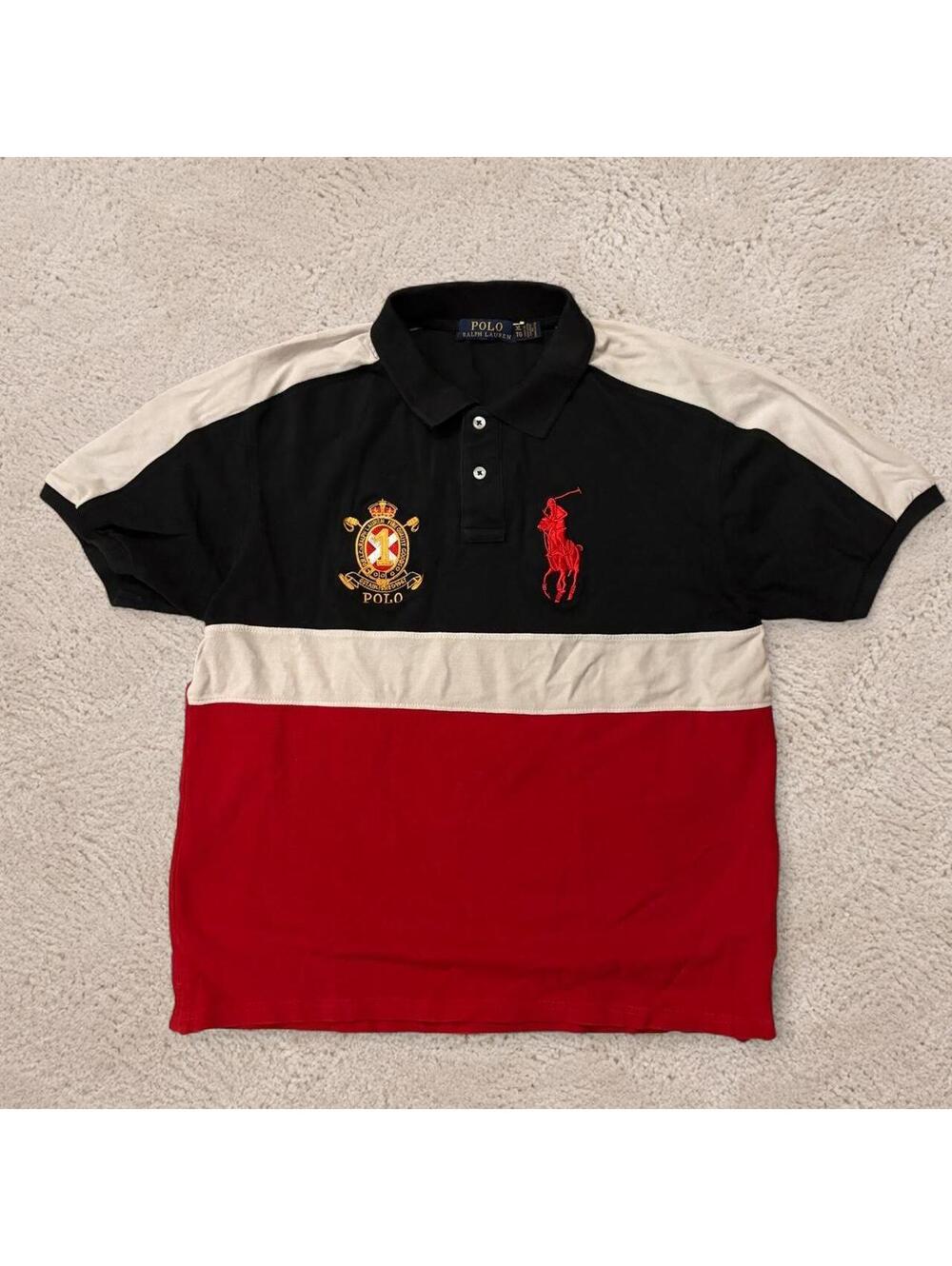 Crazy fire vintage Polo Ralph Lauren striped Big Pony tee